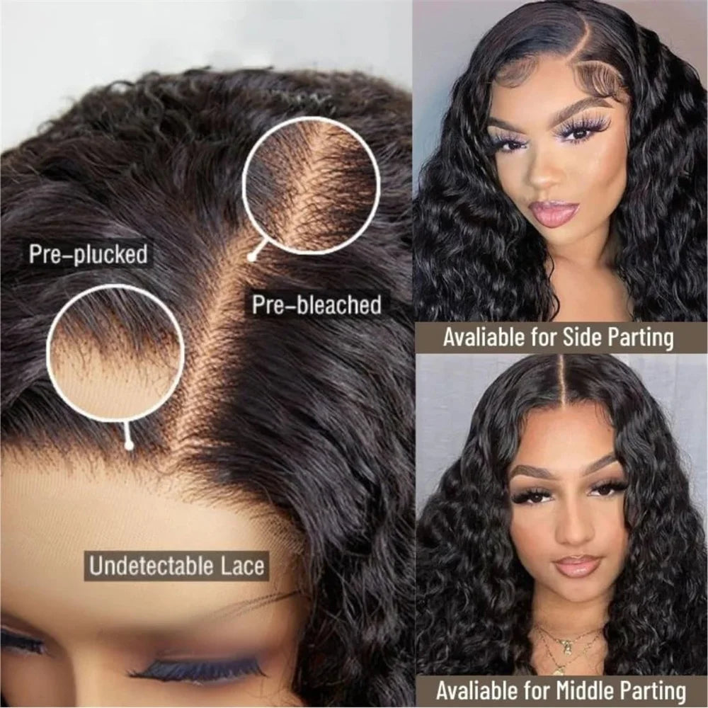 HD Transparent Lace Front Human Hair Wigs Deep Wave Wig 5x5 Lace Closure Wigs Remy Curly Human Hair Wig 13x4 13x6 Frontal Wigs