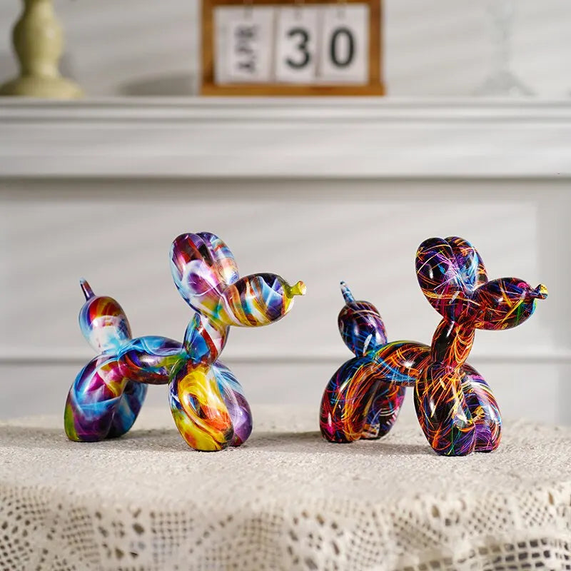 Resin Graffiti Balloon Dog Figurine