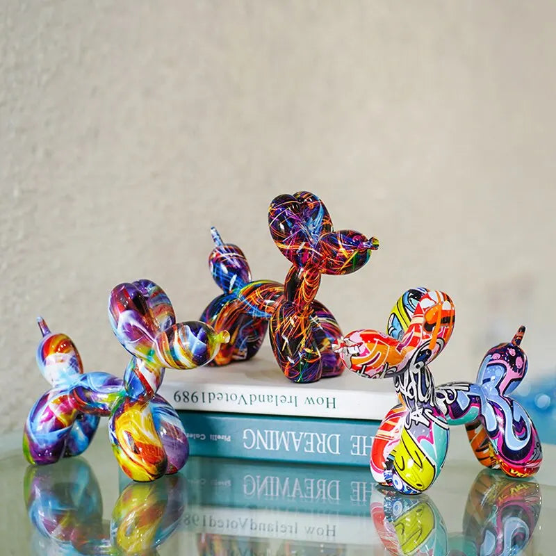 Resin Graffiti Balloon Dog Figurine