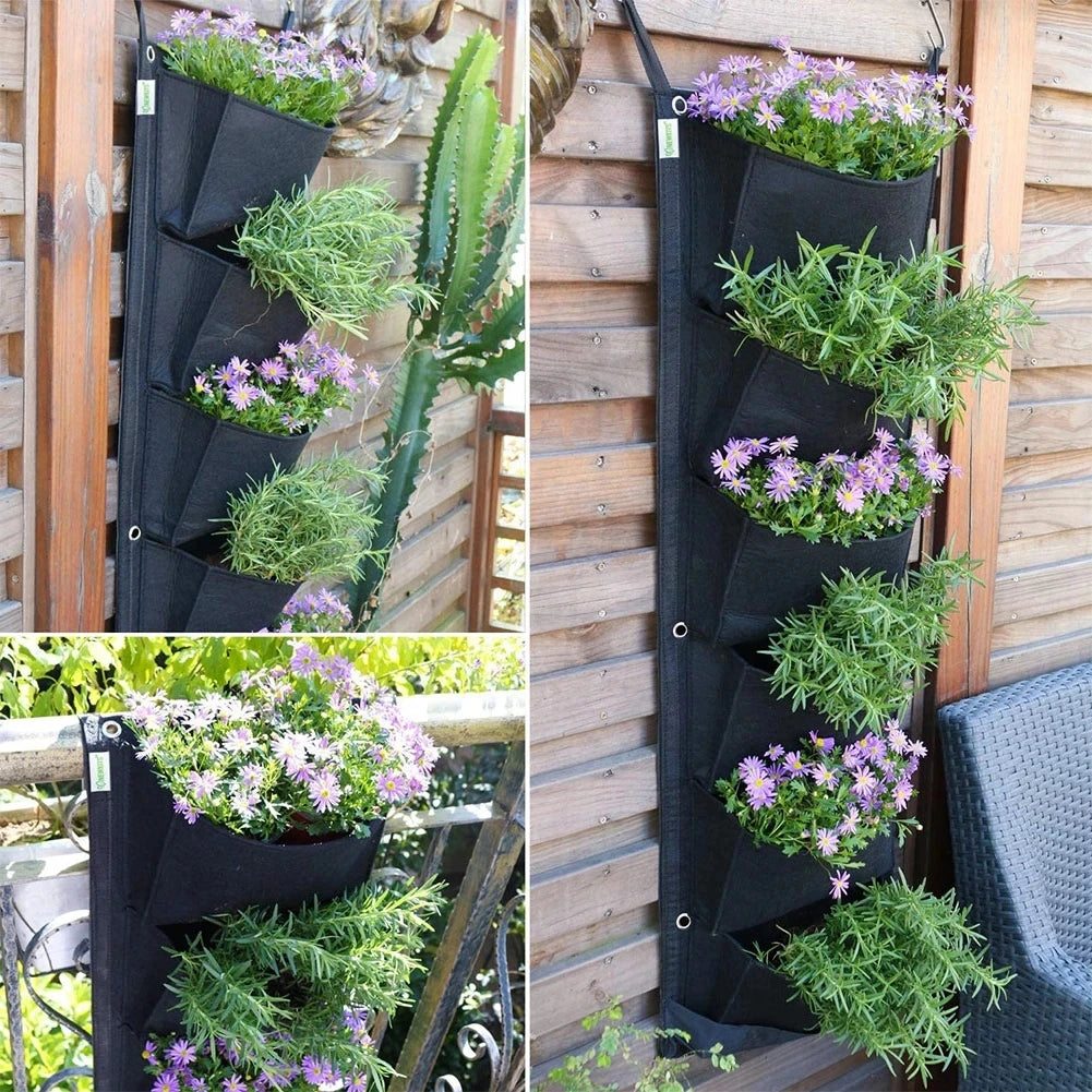 6 Pocket Vertical Garden Grey Planter Bag