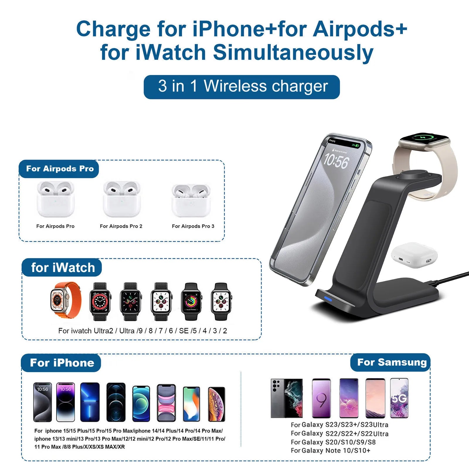 3 In 1 Fast Charging Dock Station for Airpods