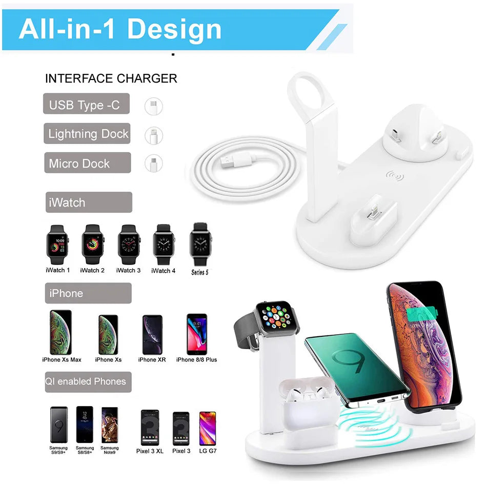 30W 7 in 1 Wireless Charger Stand Pad