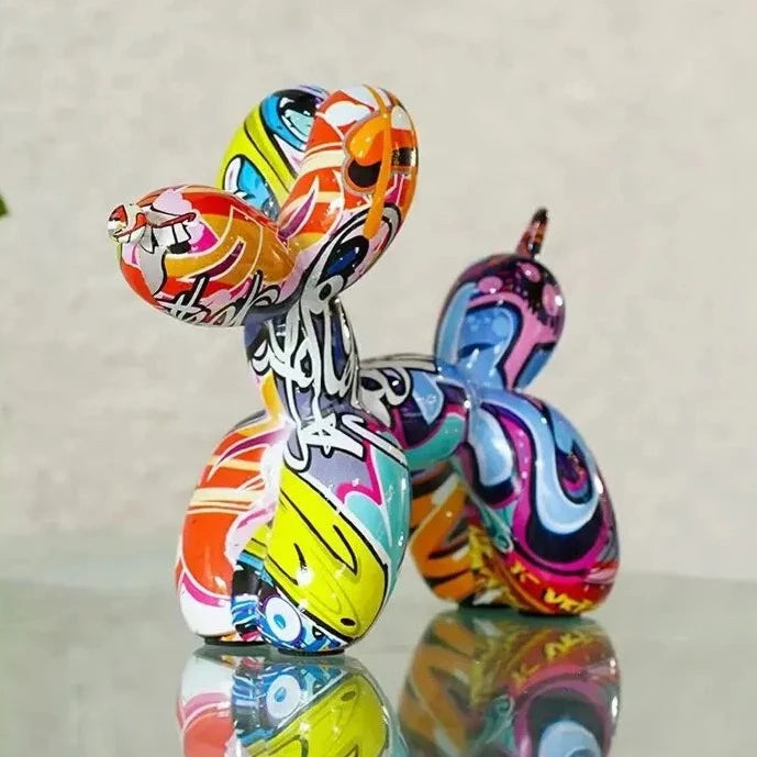 Resin Graffiti Balloon Dog Figurine